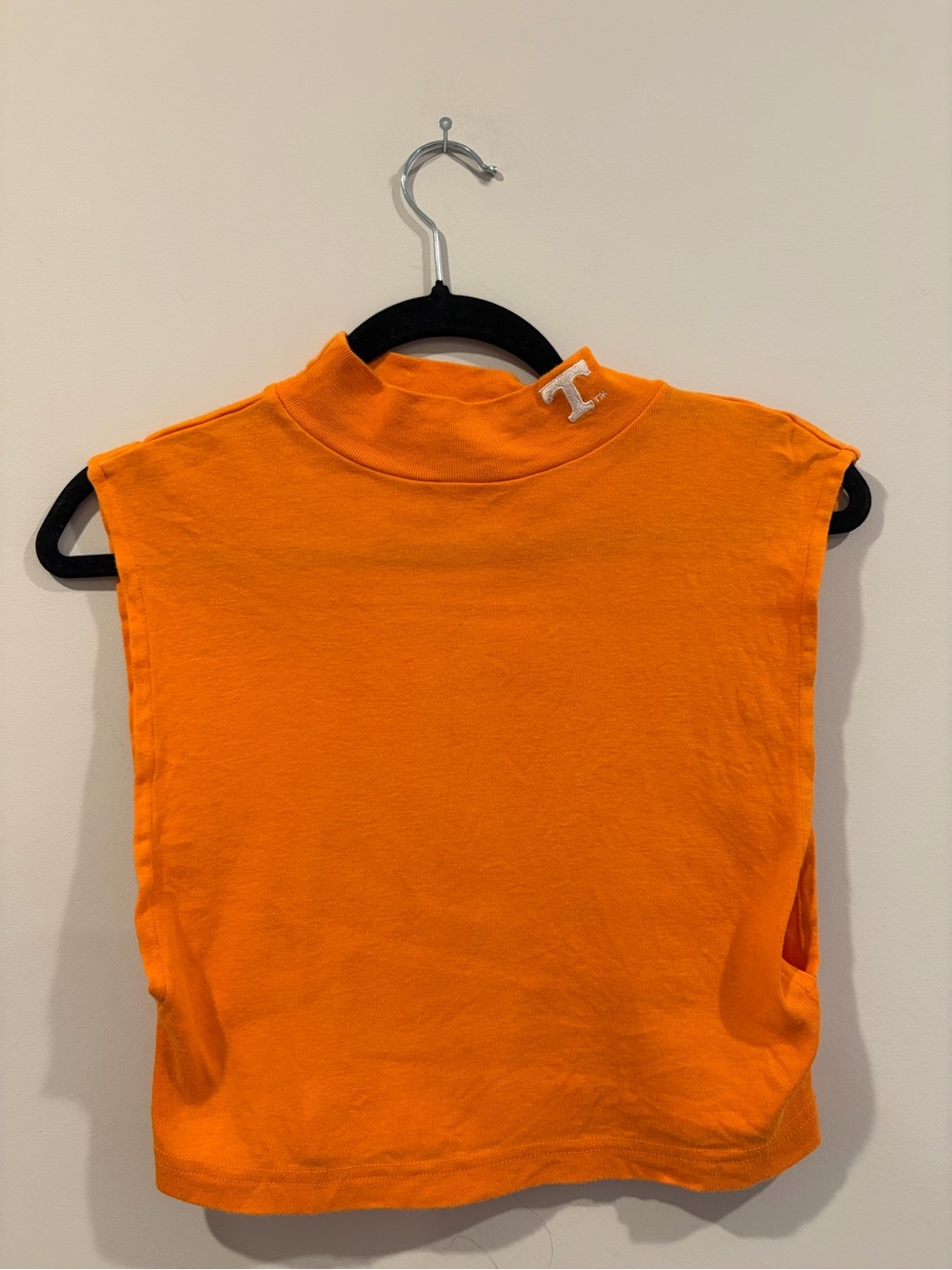 Sleeveless Mock Neck Top with 'T' Tennessee Vols Embellishment - Orange